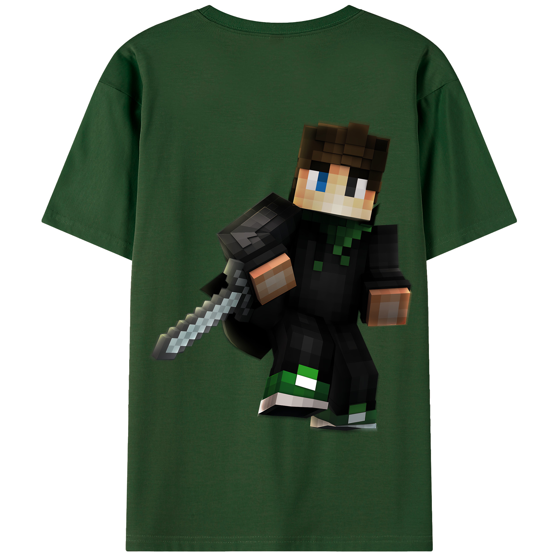 （画像用） マインクラフト ブロックの世界 Minecraft MC Block world 綿100％半袖Tシャツ（背面プリント）